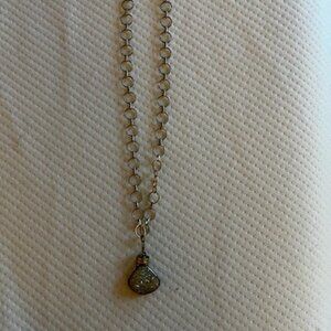 Gold Linked Choker Necklace with Glittery Rock Pendant